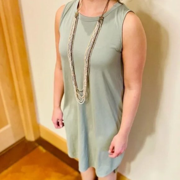 Anthro Ultra Soft Knit High Low Jersey Dress Minted Sage Green SZ MEDIUM NWT - Picture 10 of 14